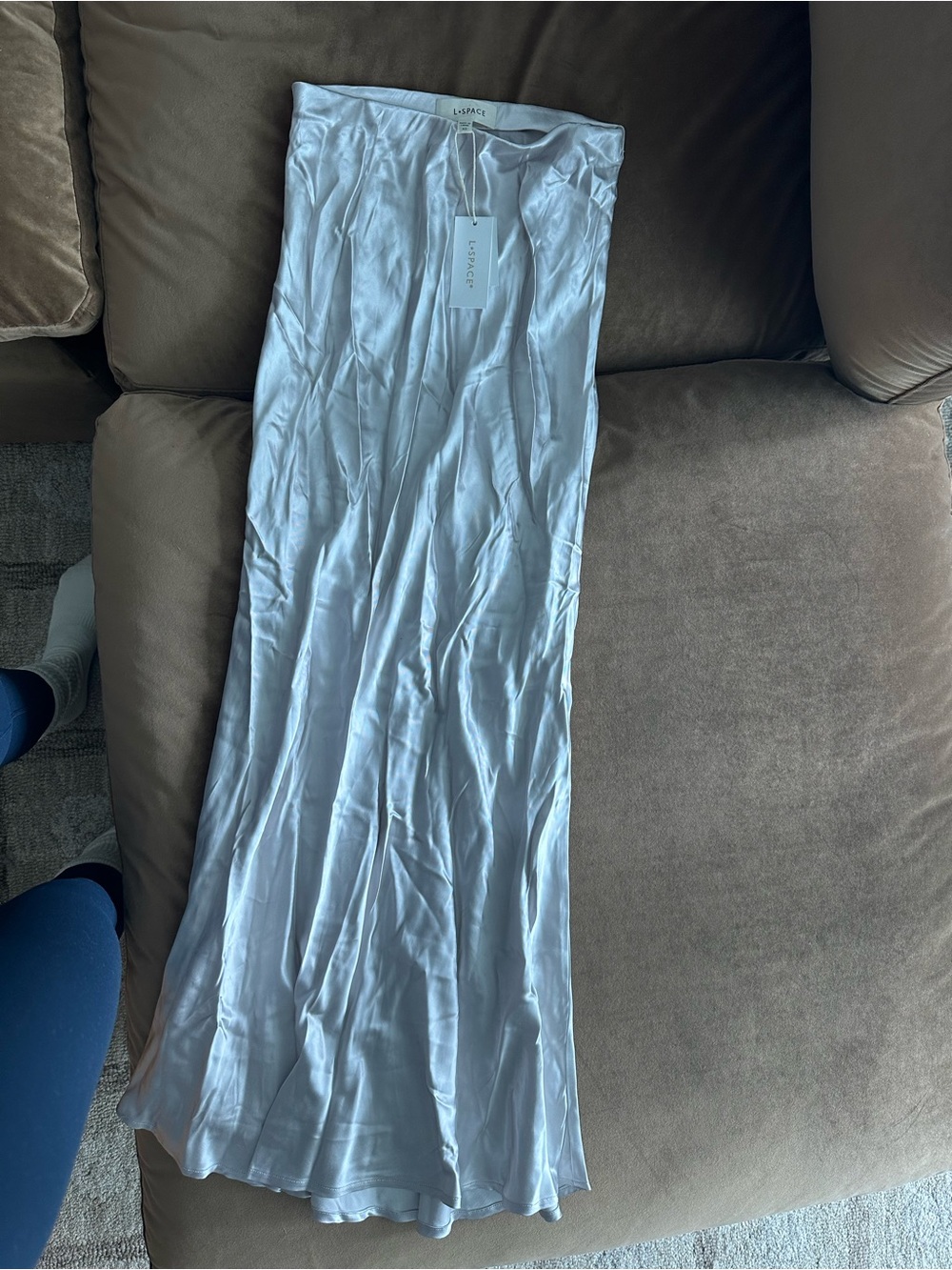 l*space Silver Satin Maxi Skirt